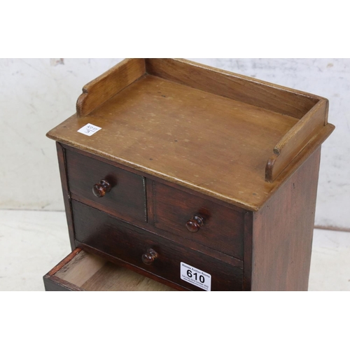 610 - Small Table Top Six Drawer Chest, 43cm high