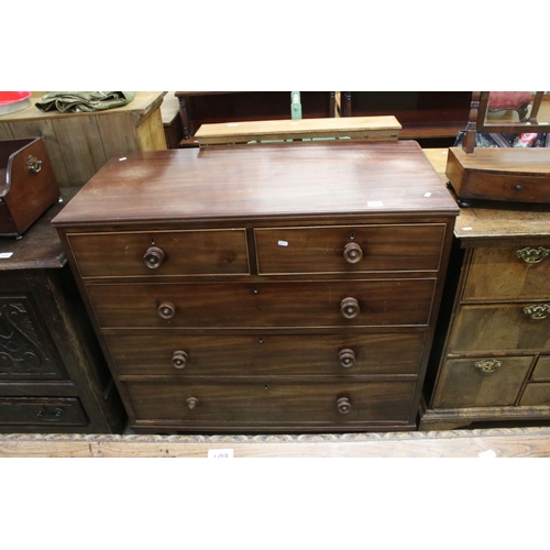 611 - Early 19th century Mahogany Chest of Two Short over Three Long Drawers, raised on swept bracket feet... 