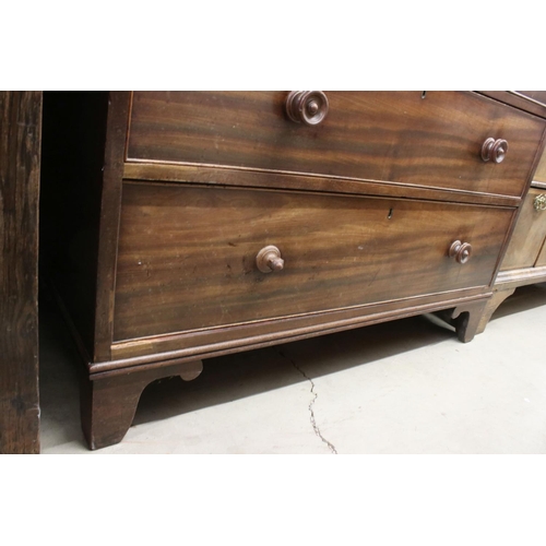 611 - Early 19th century Mahogany Chest of Two Short over Three Long Drawers, raised on swept bracket feet... 