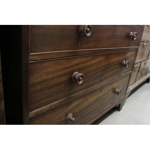 611 - Early 19th century Mahogany Chest of Two Short over Three Long Drawers, raised on swept bracket feet... 