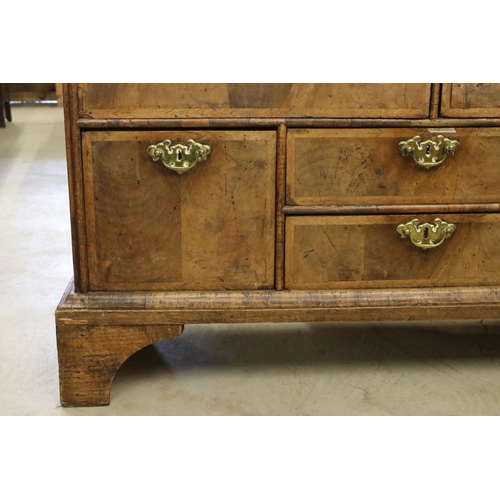 613 - 18th century Walnut and Oak Chest, with an arrangement of Nine Drawers, raised on bracket feet, 125c... 