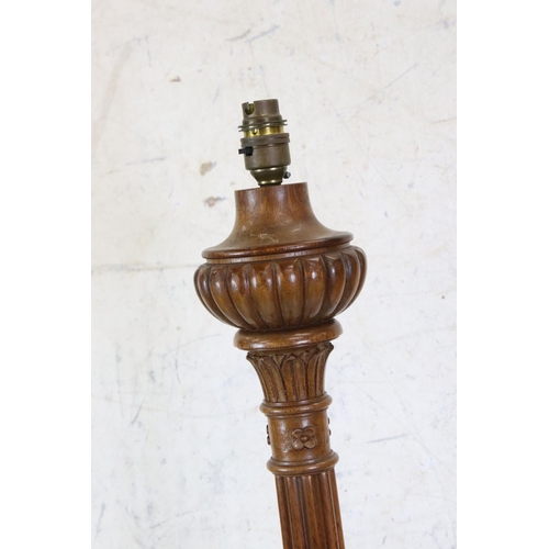 617 - Early 20th century Carved Walnut Standard Lamp Base, 160cm high