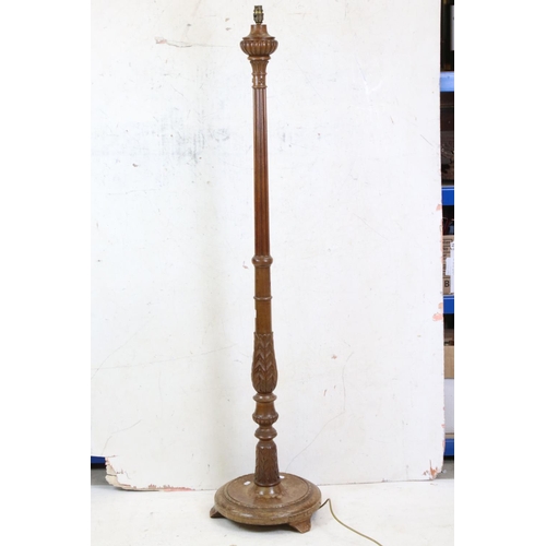 617 - Early 20th century Carved Walnut Standard Lamp Base, 160cm high