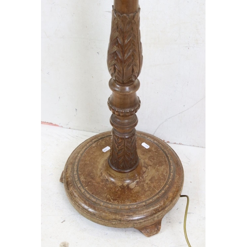 617 - Early 20th century Carved Walnut Standard Lamp Base, 160cm high