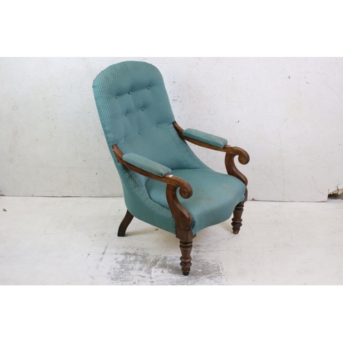 618 - A Victorian mahogany salon chair, on turned legs