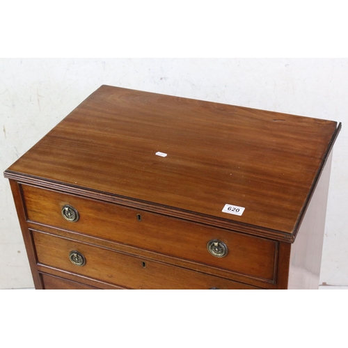 620 - Late 19th / Early 20th century Mahogany Five Drawer Chest of small proportions, raised on shaped bra... 