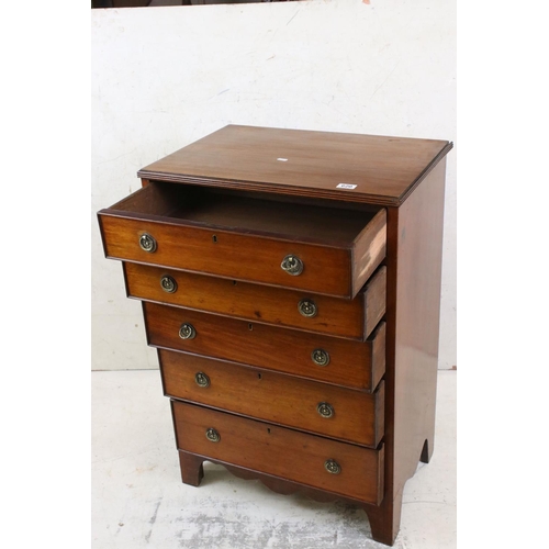 620 - Late 19th / Early 20th century Mahogany Five Drawer Chest of small proportions, raised on shaped bra... 