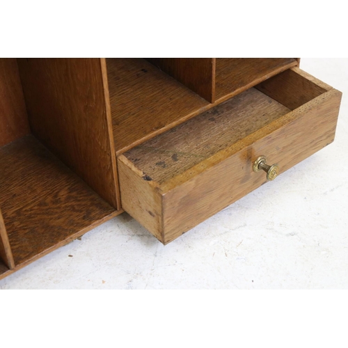 622 - Golden Oak Table Top Pigeon Holes with two drawers, 73cm long