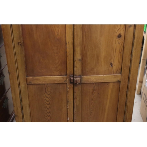 624 - Late Victorian Pine Two Door Store Cupboard, 86cm wide x 119cm high x 37cm deep