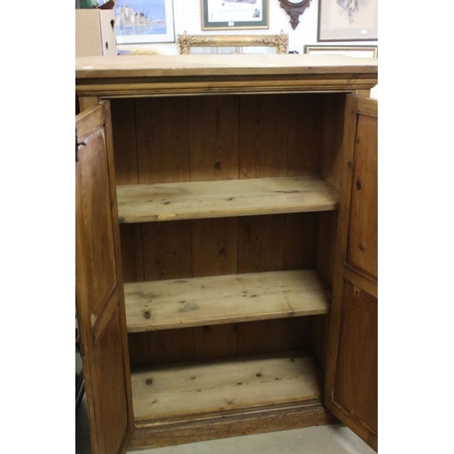 624 - Late Victorian Pine Two Door Store Cupboard, 86cm wide x 119cm high x 37cm deep