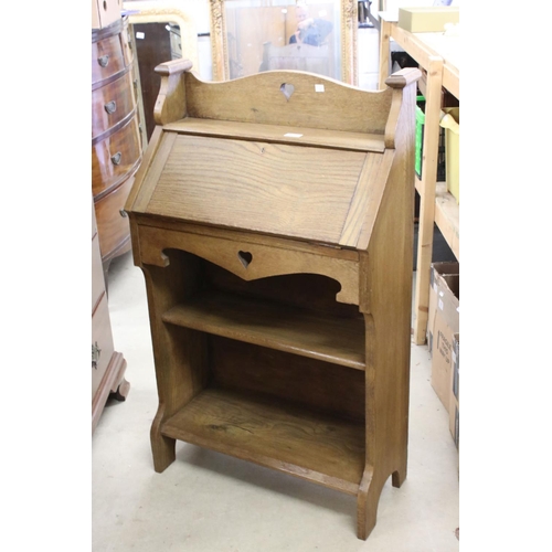 625 - Arts and Crafts Light Oak Student Bureau, 66cm wide x 109cm high