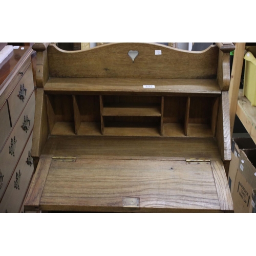 625 - Arts and Crafts Light Oak Student Bureau, 66cm wide x 109cm high