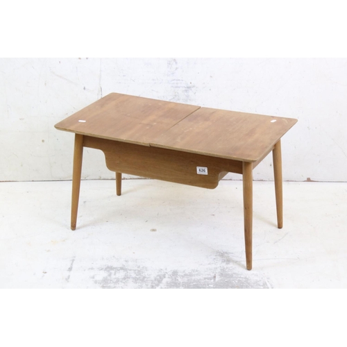 626 - Gordon Russell of Broadway, Mid century Walnut Sewing / Coffee Table, the two section top pulling ba... 