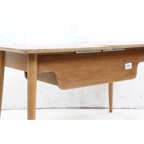 626 - Gordon Russell of Broadway, Mid century Walnut Sewing / Coffee Table, the two section top pulling ba... 