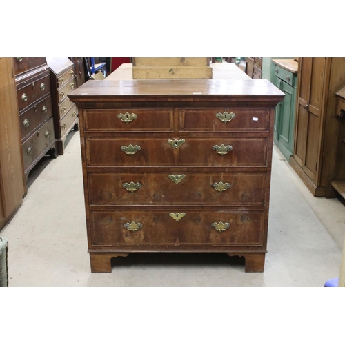 627 - 18th / 19th century Chest of Two Short over Three Long Drawers, raised on bracket feet, 98cm long x ... 