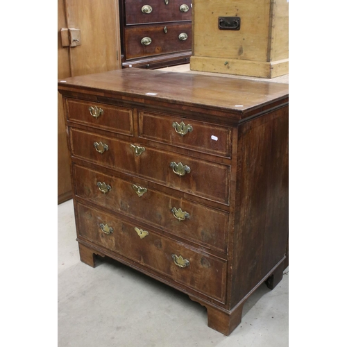 627 - 18th / 19th century Chest of Two Short over Three Long Drawers, raised on bracket feet, 98cm long x ... 