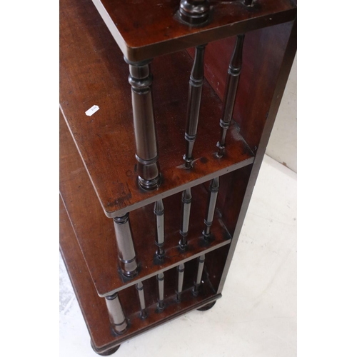 630 - Pair of 19th century Mahogany Waterfall Bookcases, each comprising five shelves with turned slender ... 