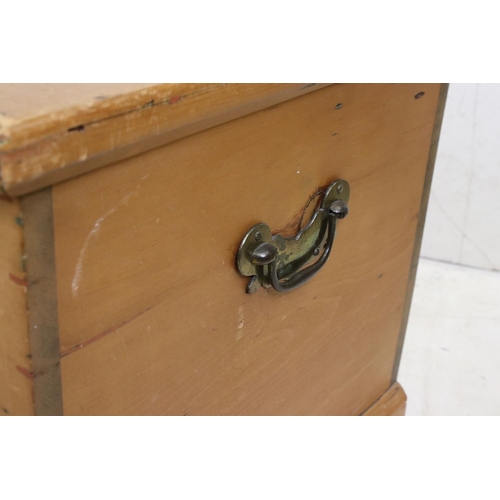 633 - Victorian Pine Blanket Box with iron handles, 98cm long x 49cm high