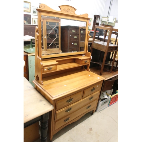 636 - Edwardian Satin Walnut Dressing Chest, 106cm long x 181cm high x 50cm deep