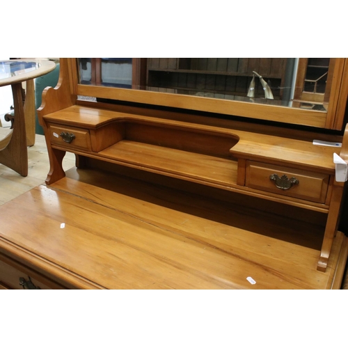 636 - Edwardian Satin Walnut Dressing Chest, 106cm long x 181cm high x 50cm deep