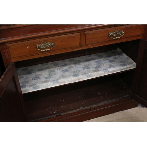 640 - 19th century Mahogany Bookcase, the upper section with two glazed doors opening to three adjustable ... 