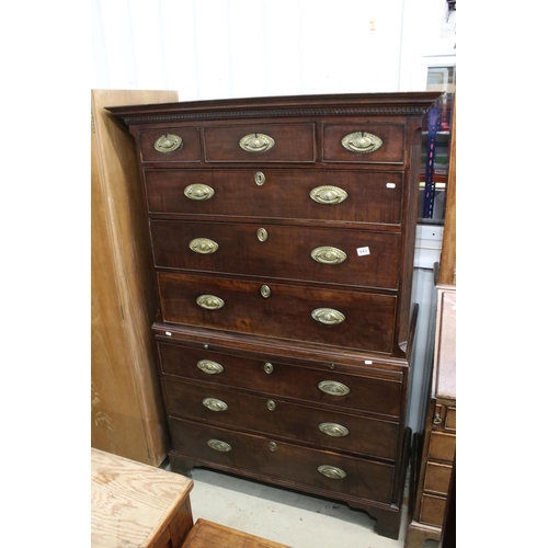 643 - George III Mahogany Chest on Chest, the upper section with three short over three long drawers, the ... 