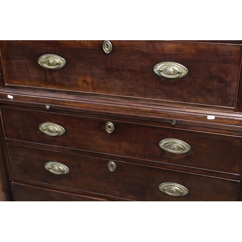 643 - George III Mahogany Chest on Chest, the upper section with three short over three long drawers, the ... 