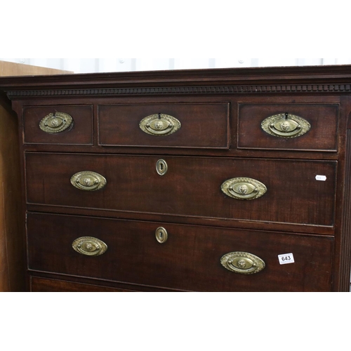 643 - George III Mahogany Chest on Chest, the upper section with three short over three long drawers, the ... 