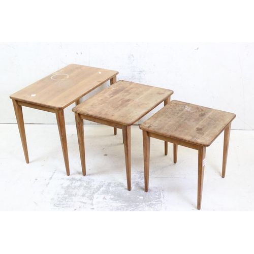 644 - Gordon Russell of Broadway, Mid century Walnut Nest of Three Tables, largest table 61cm wide x 46cm ... 