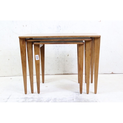 644 - Gordon Russell of Broadway, Mid century Walnut Nest of Three Tables, largest table 61cm wide x 46cm ... 