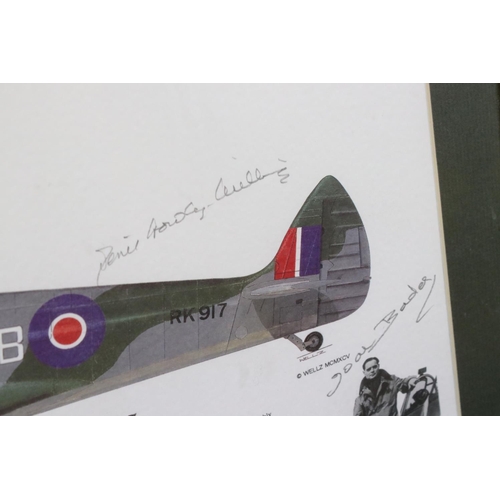 514 - A framed and glazed Douglas Bader Foundation Spitfire print signed with various signatures to includ... 