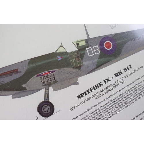 514 - A framed and glazed Douglas Bader Foundation Spitfire print signed with various signatures to includ... 