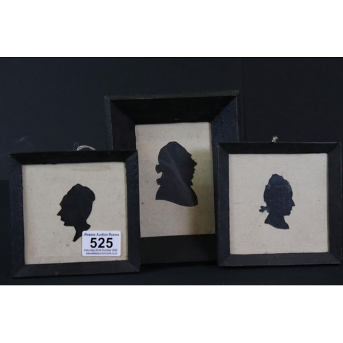 525 - A group of three silhouette miniatures of Georgian man and ladies