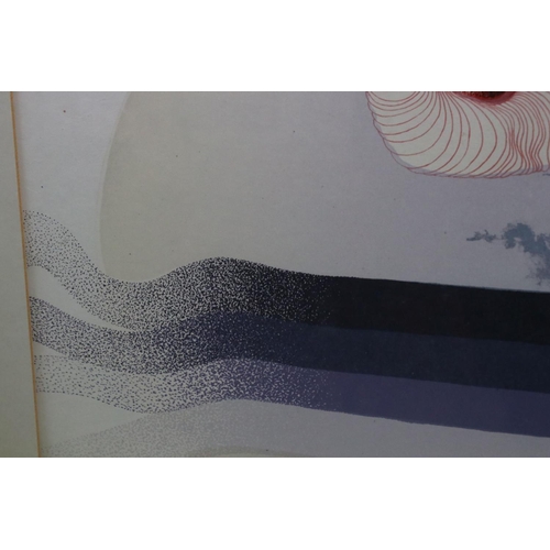 536 - A large framed and glazed print titled 'Clouds' by Christine Donnolly and dated 1971.