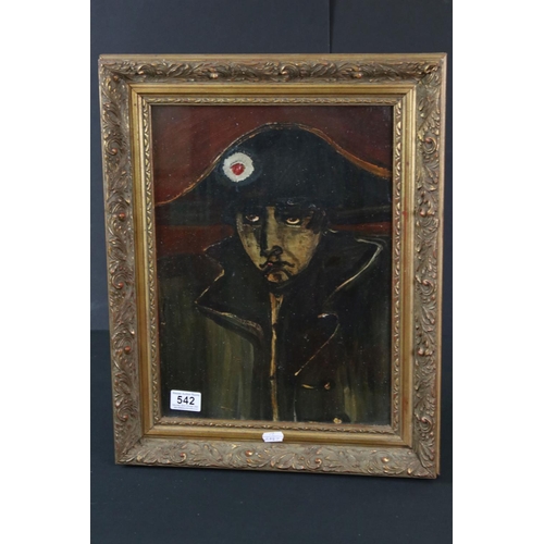 542 - Oil Painting of Napoleon, framed and glazed, 29cm x 40cm