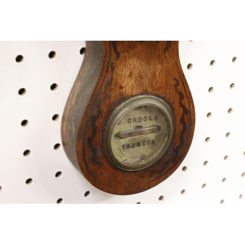 554A - Early 20th Century J. Gadola, Taunton mahogany wheel barometer with swan neck top, thermometer, butl... 