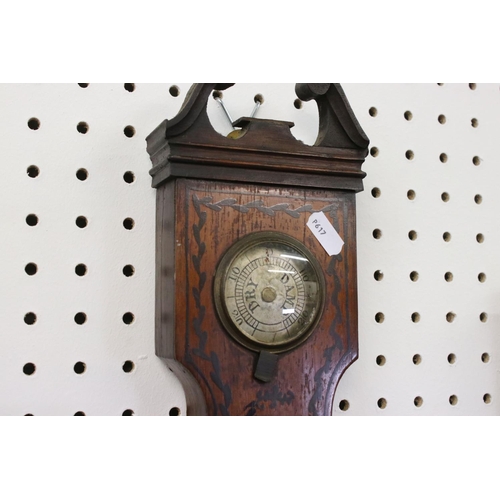 554A - Early 20th Century J. Gadola, Taunton mahogany wheel barometer with swan neck top, thermometer, butl... 