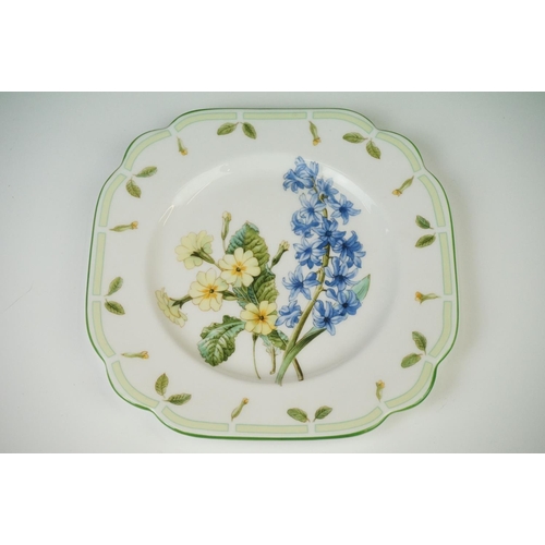 12 - Set of six Royal Albert ' Botanical Teas ' sandwich plates, with floral decoration on a white ground... 