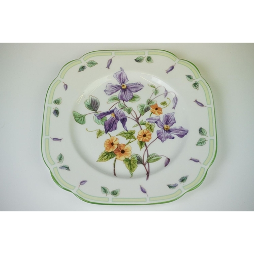 12 - Set of six Royal Albert ' Botanical Teas ' sandwich plates, with floral decoration on a white ground... 