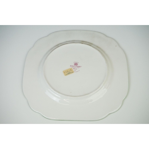 12 - Set of six Royal Albert ' Botanical Teas ' sandwich plates, with floral decoration on a white ground... 