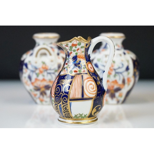 17 - Group of Early 19th Century Crown Derby Imari pattern ceramics, to include two saucers, a pair of mi... 