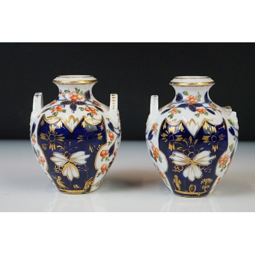 17 - Group of Early 19th Century Crown Derby Imari pattern ceramics, to include two saucers, a pair of mi... 