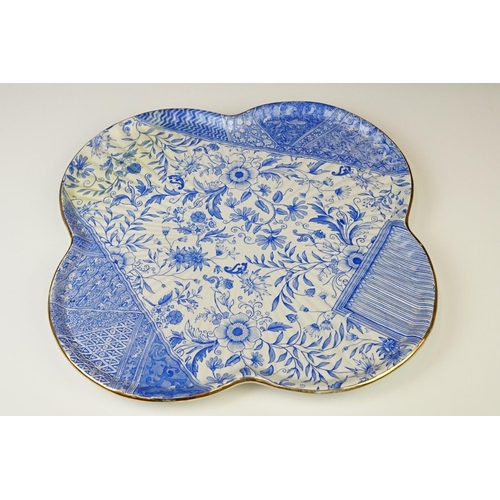 18 - Wileman & Co Cabaret Tray Set decorated in a cobalt blue floral and foliate design in the aesthetic ... 