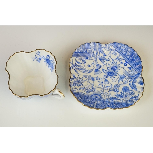 18 - Wileman & Co Cabaret Tray Set decorated in a cobalt blue floral and foliate design in the aesthetic ... 