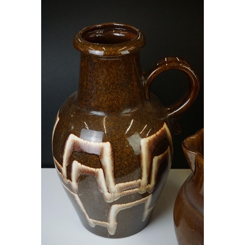 37 - Two West German floor vases to include a Scheurich-Keramik mottled brown glazed jug shaped vase, 42c... 