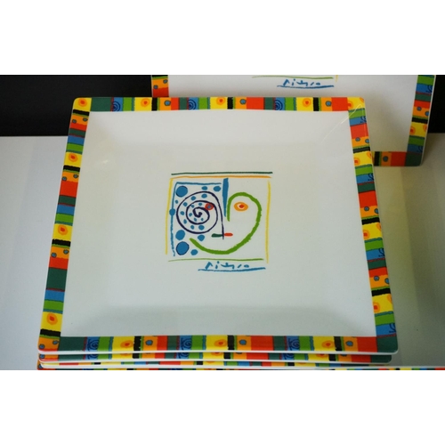 38 - Official Succession Picasso set of square-shaped ceramics with abstract Picasso decoration, to inclu... 