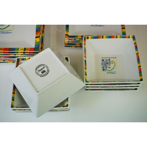 38 - Official Succession Picasso set of square-shaped ceramics with abstract Picasso decoration, to inclu... 