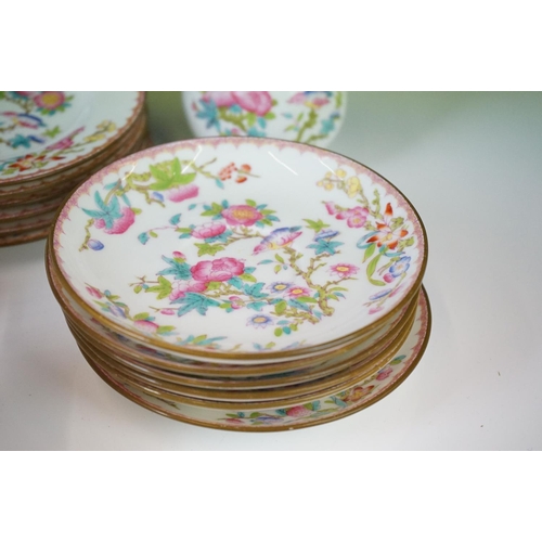 41 - Mintons porcelain tea service decorated with songbirds amongst peonies, to include 6 teacups & sauce... 