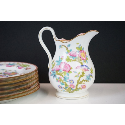 41 - Mintons porcelain tea service decorated with songbirds amongst peonies, to include 6 teacups & sauce... 