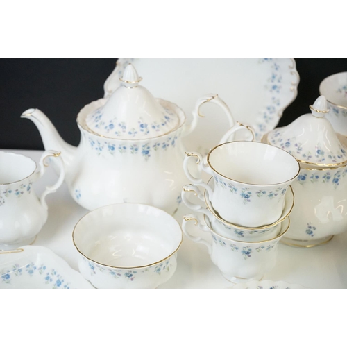 43 - Royal Albert ' Memory Lane ' pattern tea set, to include two teapots & covers, 6 teacups & saucers, ... 